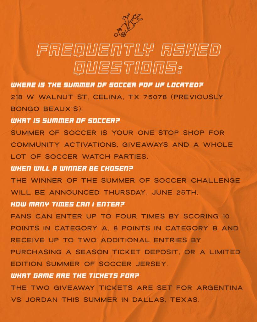 Summer of Soccer FAQs Link